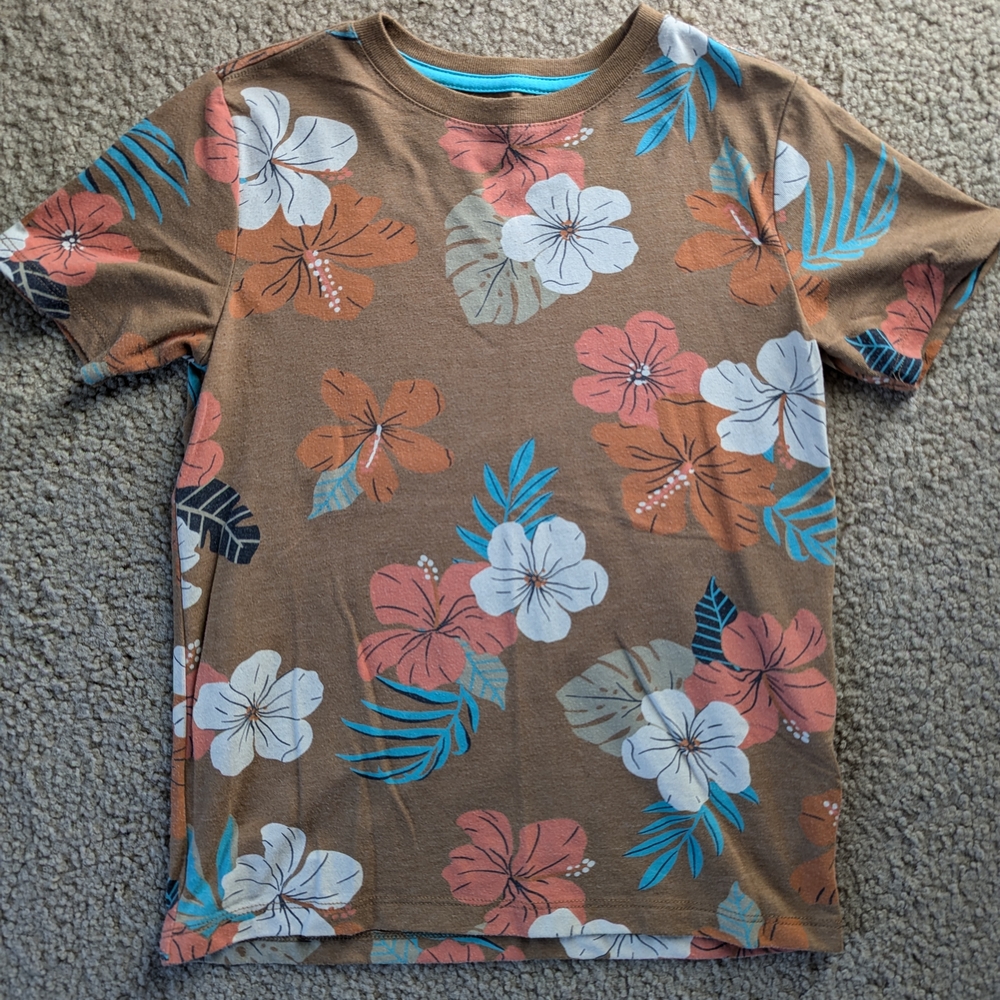 Cat & Jack Brown Floral Kids Tee